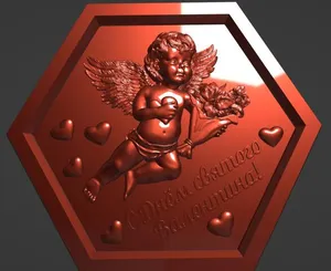 Шкатулка "С Днем святого Валентина" 3D модель STL, печать без поддержек. Диаметр 17 см
