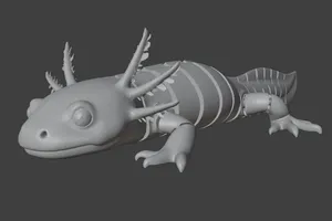 Flexi Articulated Axolotl — Print-in-Place Cute Shaking Toy / Minimal Supports