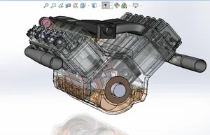 3D-модель двигателя V6 — Полная анимируемая сборка для SolidWorks | Образовательный и дизайнерский проект