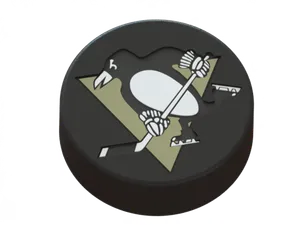 Pittsburgh Penguins logo on ice hockey puck