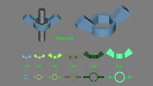 Hex nut to wing nut collection m3-m10