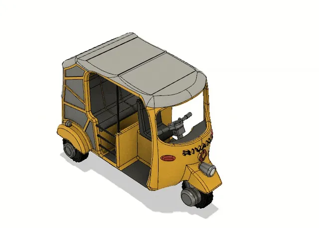 Yellow Tuk-Tuk/ Auto Rickshaw with Movements — Image 2 of 6
