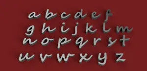 SEGOE SCRIPT font lowercase 3D letters STL file
