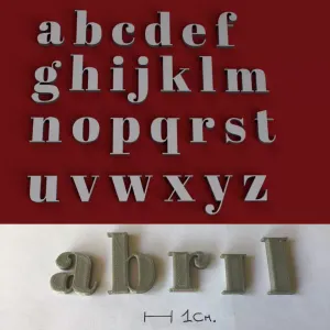 ABRIL lowercase 3D letters STL file