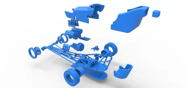 Front engine old school dragster with shell Version 5 1:25 — Фото 29 из 31