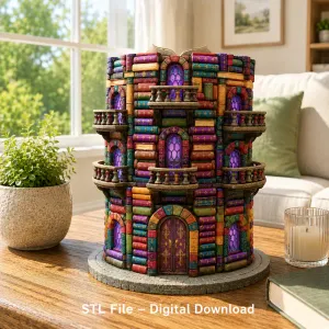 📚 Enchanted Library Tower STL File for 3D Print