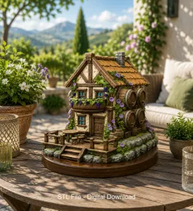 Fantasy Wine Cottage – Medieval Vineyard House STL for 3D Printi