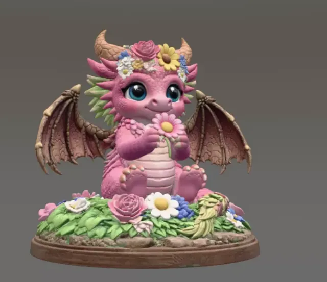 Cute Flower Dragon STL File 3D Print — Фото 6 из 12