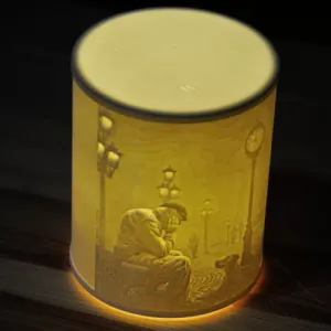 Lithophane Cup, Old Man with Dog