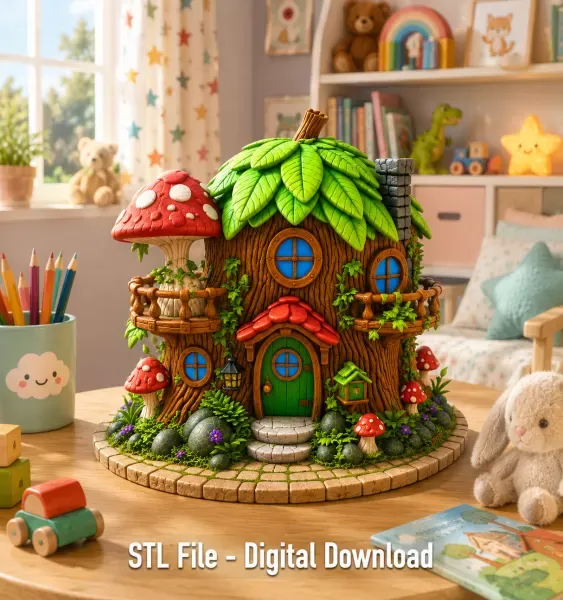 Enchanted Tree House Cottage STL File for 3D Print
