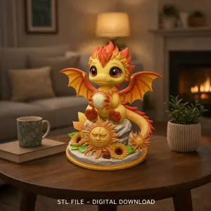 Sun Dragon STL File 3D Printable Fantasy Dragon Figurine