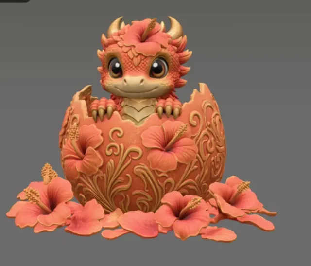 Hibiscus Hatchling Dragon STL File for 3D Print — Фото 6 из 17