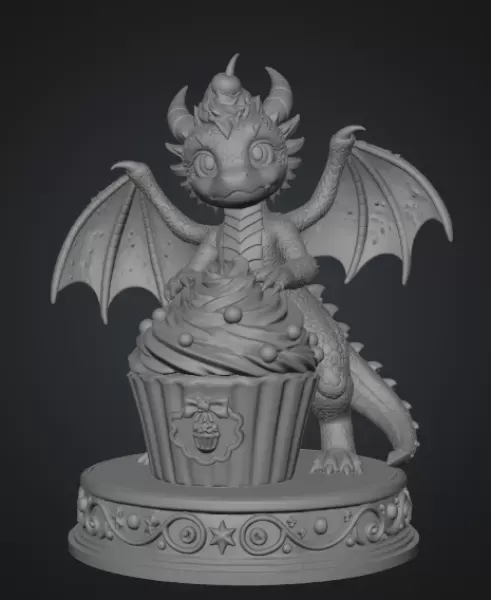 Cute Fantasy Dessert Dragon STL for 3D Printing — Фото 8 из 13