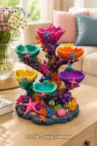 Colorful Coral Reef Tree Organizer STL File for 3D Print