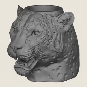 Leopard Face Vase Print Ready 3D Model
