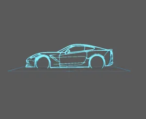 Silhouette Chevrolet Corvette - Wall Art