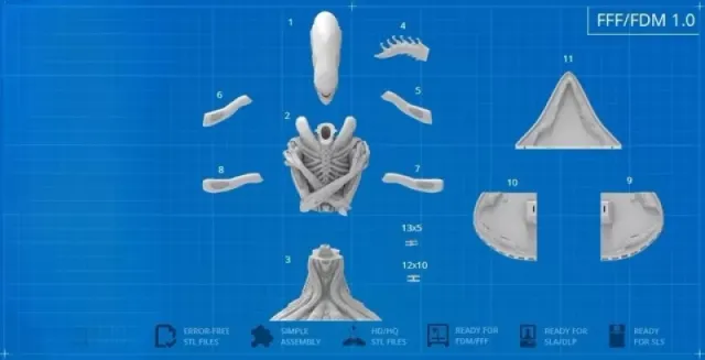 Alien Xenomorph 3Dprint model STL file — Фото 4 из 5