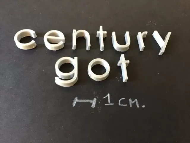 CENTURY GOT font lowercase 3D letters STL file — Фото 3 из 6