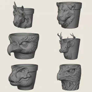 Planter Collection (6 Animal Head Planter)