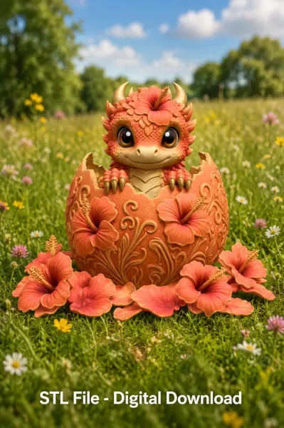 Hibiscus Hatchling Dragon STL File for 3D Print — Фото 3 из 17