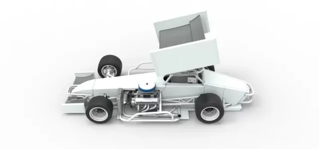 Supermodified front engine Winged race car V4 Scale 1:25 — Фото 9 из 30