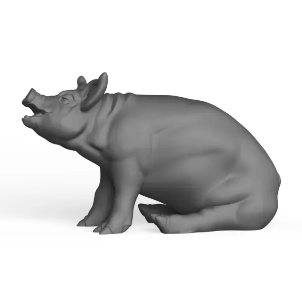 3D Printable Pig Sitting Pose — Image 3 of 6