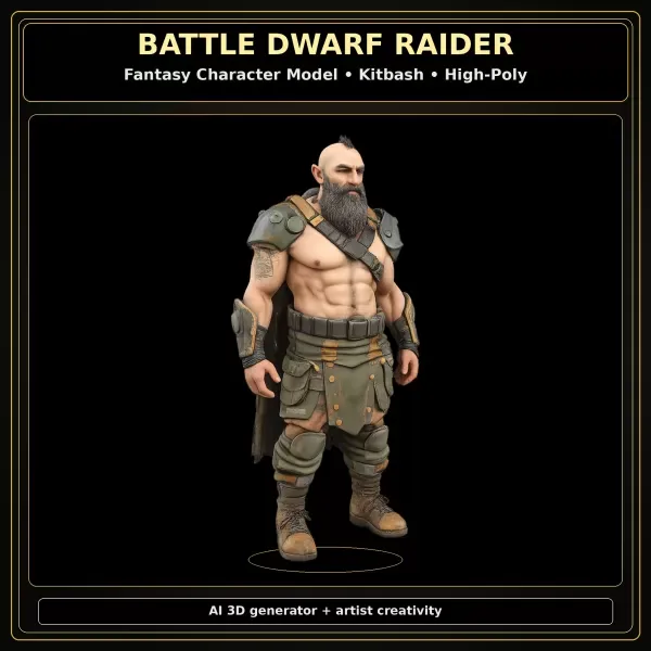 Fantasy Dwarf Warrior Pack – Fantasy Character Model Kitbash — Image 14 of 16