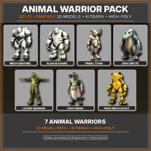 Animal Warrior Pack – Sci-Fi Fantasy High-Poly Kitbash 3D Model
