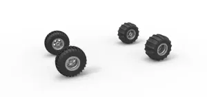 Wheel Set of Uphill Sand Racing Dragster Version 2 Scale 1:25