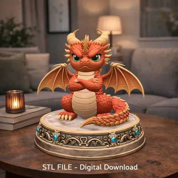 Grumpy Guardian Dragon STL File 3D Print — Фото 2 из 10