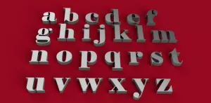 ELEPHANT font lowercase 3D letters STL file