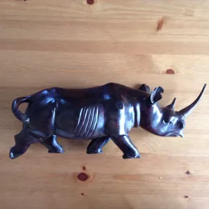 Wooden Rhino African Figure