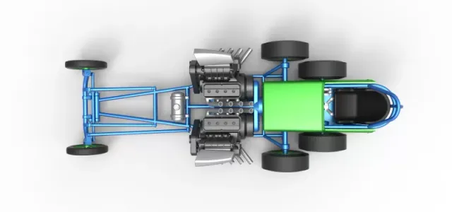 Diecast Front engine old school 6 wheeled dragster Scale 1:25 — Image 8 of 31