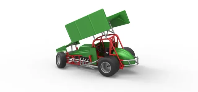 Vintage Winged Sprint car while turning Scale 1:25 — Фото 11 из 29