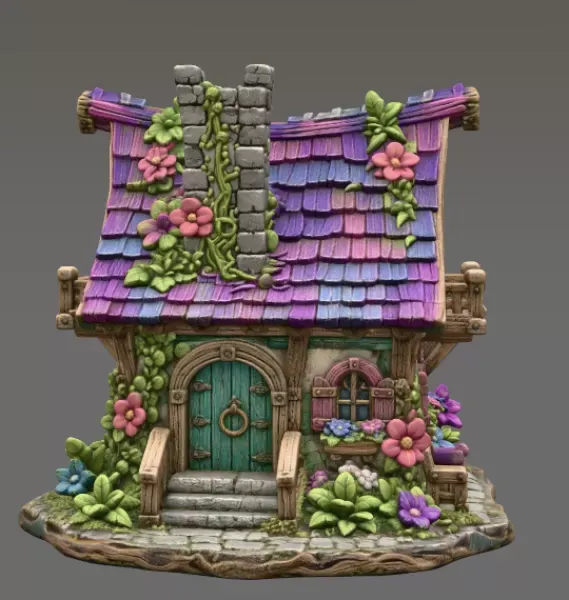 Enchanted Bloom Cottage STL File for 3D Printing — Image 5 of 13