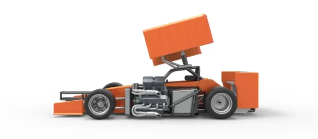 Supermodified front engine Winged race car V3 Scale 1:25 — Фото 9 из 31