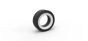 Whitewall rear tire of vintage dragster Version 3 Scale 1:25