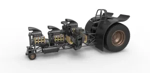 Diecast Pulling tractor with 5 engines V8 Version 4 Scale 1:25
