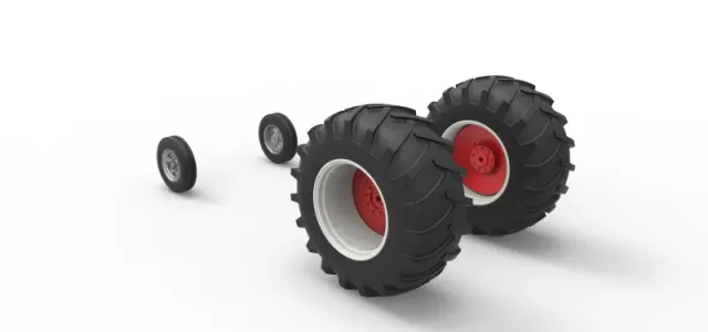 Wheel Set of Vintage Small block Pulling tractor Scale 1:25 — Фото 7 из 11