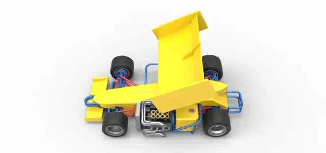 Supermodified front engine Winged race car V2 Scale 1:25 — Image 10 of 30