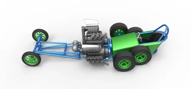 Diecast Front engine old school 6 wheeled dragster Scale 1:25 — Image 7 of 31