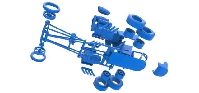 Diecast Front engine old school 6 wheeled dragster Scale 1:25 — Image 24 of 31