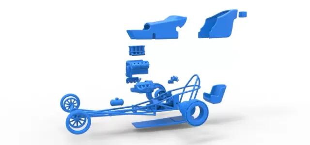 Front engine old school dragster with shell Version 5 1:25 — Фото 23 из 31
