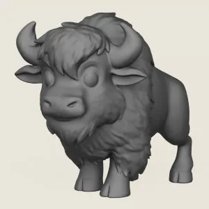 Cartoon Bison Print Ready 3D Model