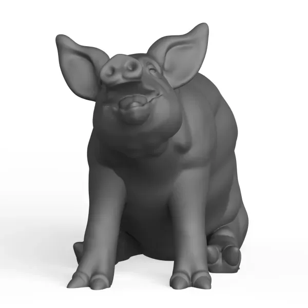 3D Printable Pig Sitting Pose — Image 2 of 6