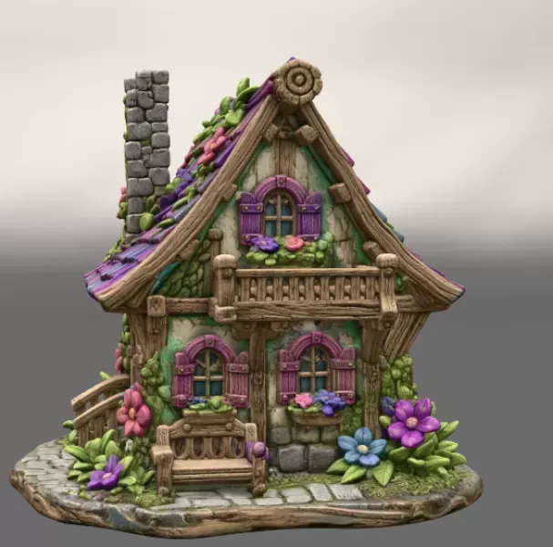 Enchanted Bloom Cottage STL File for 3D Printing — Image 6 of 13