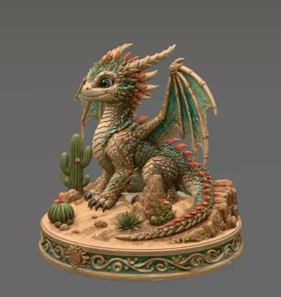 Fantasy Desert Dragon STL File for 3D Printing — Фото 4 из 11