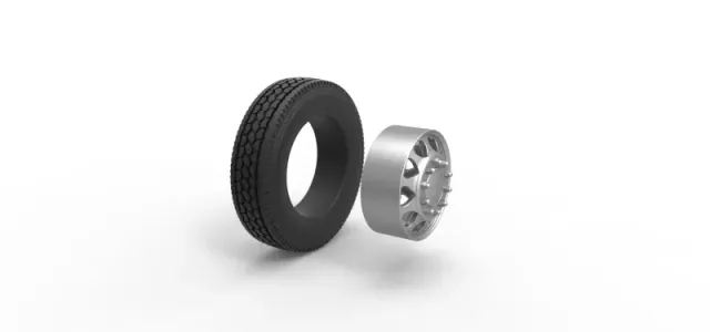 Front custom wheel of semi truck Version 25 Scale 1:25 — Фото 9 из 11