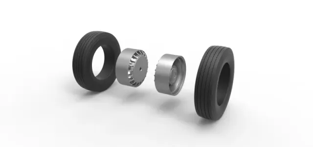 Rear wheel of racing semi truck Version 2 Scale 1:25 — Фото 9 из 12