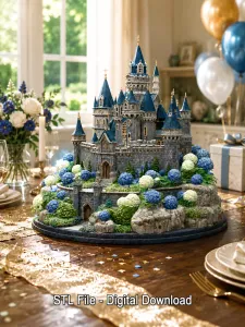 🏰 Enchanted Blue Castle STL File for 3D Print